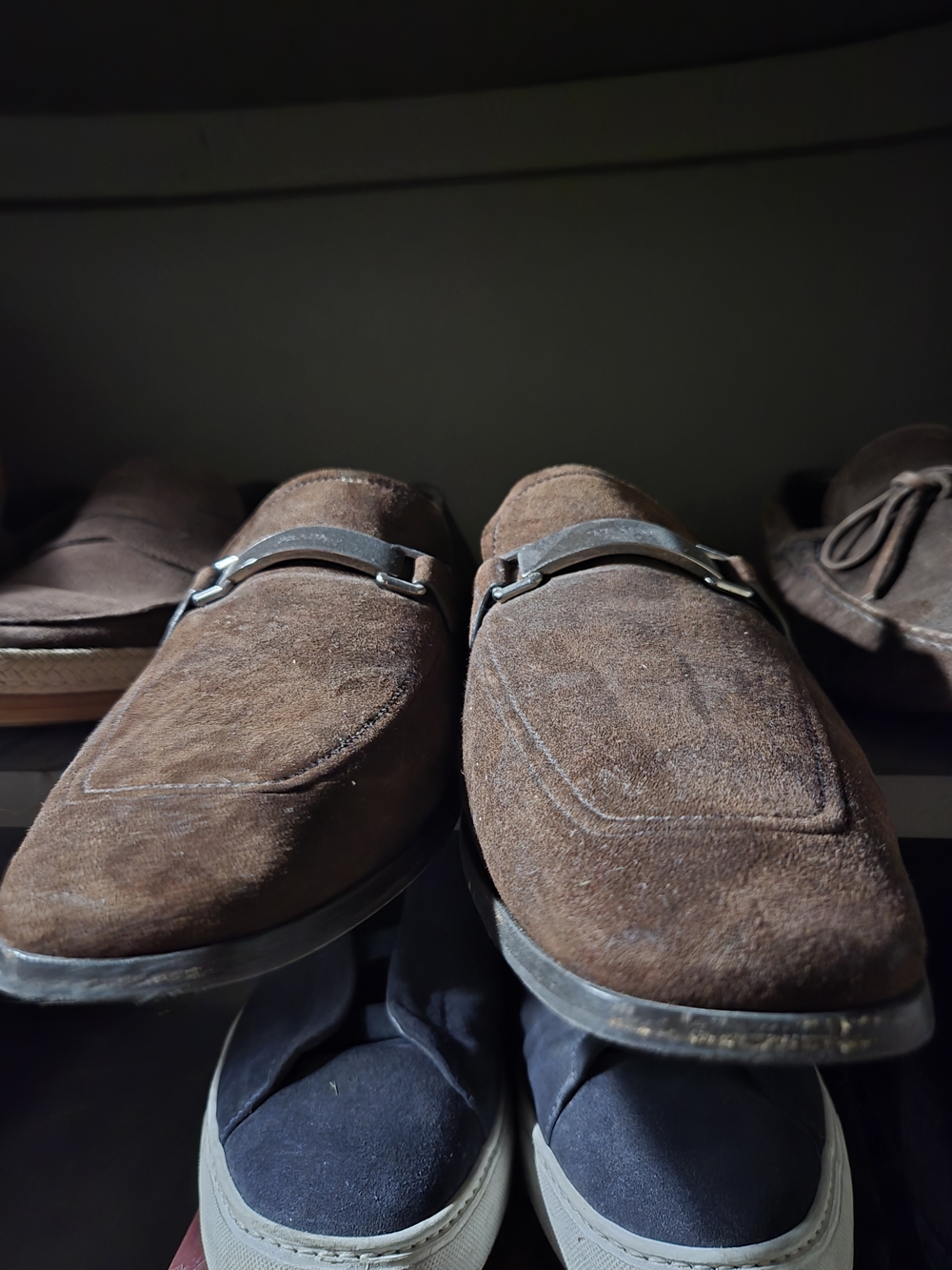 Men's Brown  PRADA Luxury Suede Slip-On Loafers $135
